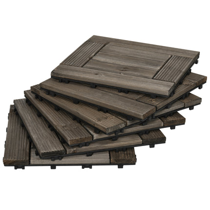 27 Piece Wooden Interlocking Decking Tiles Set 2.5㎡ Coverage - Charcoal Grey