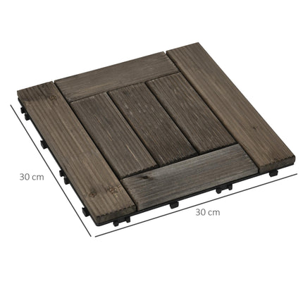 27 Piece Wooden Interlocking Decking Tiles Set 2.5㎡ Coverage - Charcoal Grey