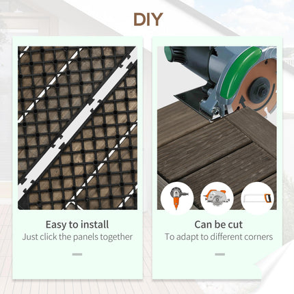 27 Piece Wooden Interlocking Decking Tiles Set 2.5㎡ Coverage - Charcoal Grey