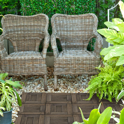 27 Piece Wooden Interlocking Decking Tiles Set 2.5㎡ Coverage - Charcoal Grey