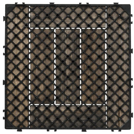 27 Piece Wooden Interlocking Decking Tiles Set 2.5㎡ Coverage - Charcoal Grey
