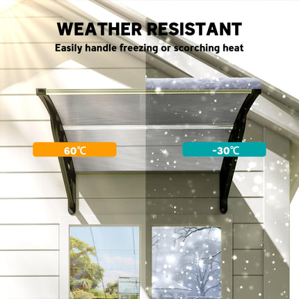 Front Door Canopy, Outdoor Awning, Rain Shelter for Window, Porch and Front/Back Door, 103 x 96.5 cm, Clear