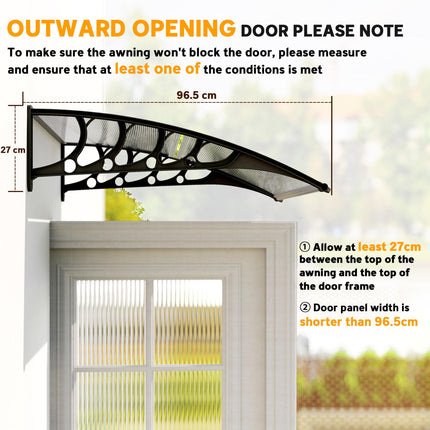 Front Door Canopy, Outdoor Awning, Rain Shelter for Window, Porch and Front/Back Door, 103 x 96.5 cm, Clear