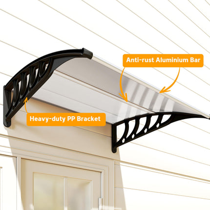 Front Door Canopy, Outdoor Awning, Rain Shelter for Window, Porch and Front/Back Door, 103 x 96.5 cm, Clear