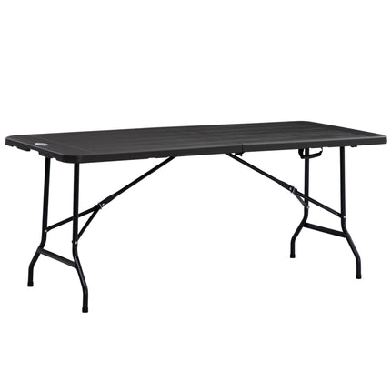 Folding Garden Dining Table for 6 with HDPE Top and Steel Frame - Charcoal Grey