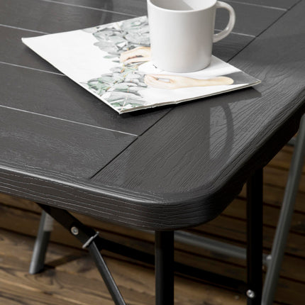 Folding Garden Dining Table for 6 with HDPE Top and Steel Frame - Charcoal Grey