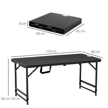 Foldable Adjustable Height Patio Dining Table for 4 - Dark Grey
