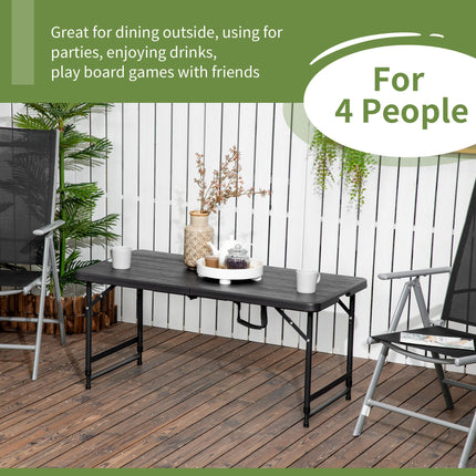 Foldable Adjustable Height Patio Dining Table for 4 - Dark Grey