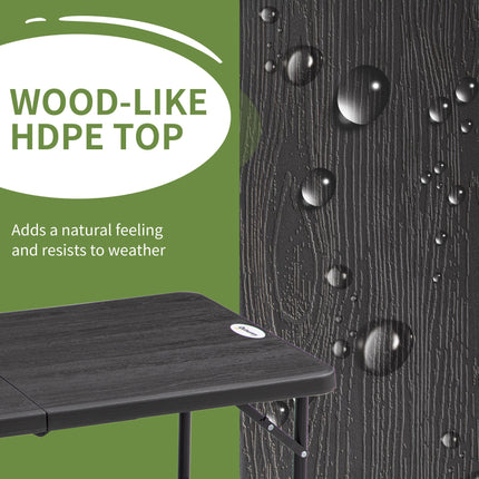 Foldable Adjustable Height Patio Dining Table for 4 - Dark Grey