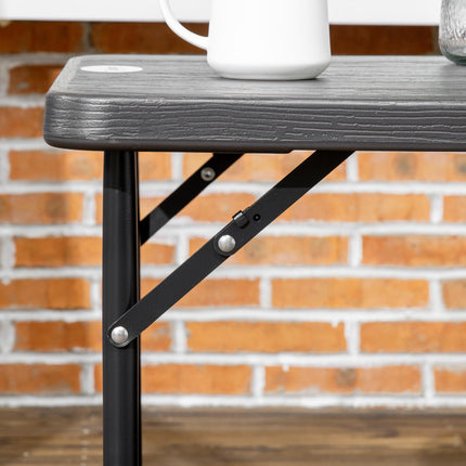 Foldable Adjustable Height Patio Dining Table for 4 - Dark Grey