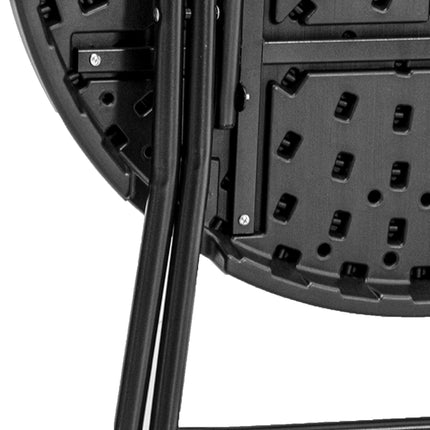 Foldable Round Garden Dining Table for 4 with HDPE Top and Steel Frame, 80x80x73 cm - Dark Grey