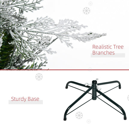 Pencil Snow Flocked Auto Open Artificial Christmas Tree with Realistic Cypress Branches - Green