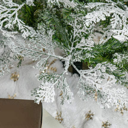Pencil Snow Flocked Auto Open Artificial Christmas Tree with Realistic Cypress Branches - Green