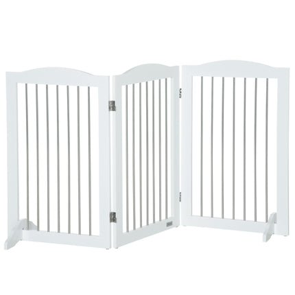 Foldable Wooden Freestanding Dog Gate with 2 Support Feet for Doorways, Stairs, Halls - White