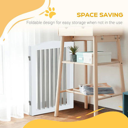 Foldable Wooden Freestanding Dog Gate with 2 Support Feet for Doorways, Stairs, Halls - White