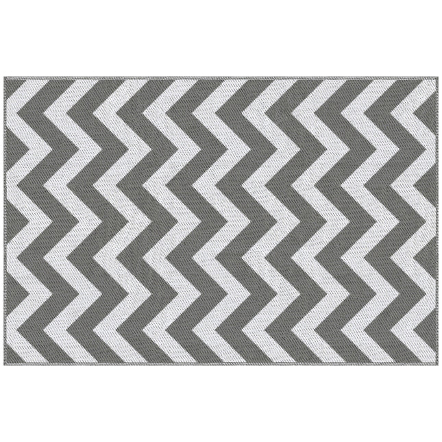 Waterproof Outdoor Camping Rug Mat 182x121cm Reversible - Light Grey White