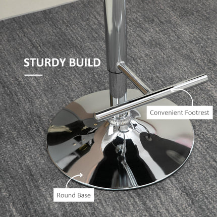 Set of 2 Modern Adjustable Velvet Bar Stools with Footrest - Grey