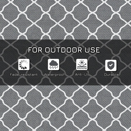 Reversible Waterproof Outdoor Rug 182x274cm with Carry Bag & Stakes - Grey White
