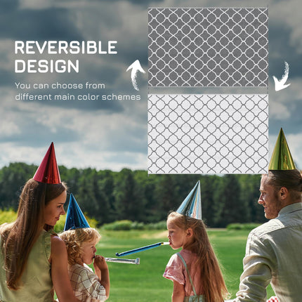 Reversible Waterproof Outdoor Rug 182x274cm with Carry Bag & Stakes - Grey White