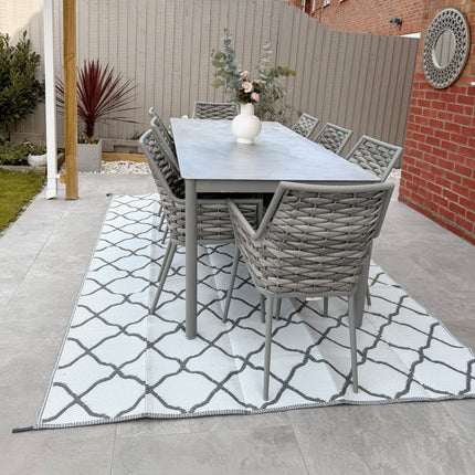 Reversible Waterproof Outdoor Rug 182x274cm with Carry Bag & Stakes - Grey White