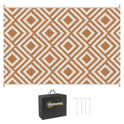 Reversible Outdoor Rug 182x274 cm with Carry Bag Waterproof Polypropylene - Brown White