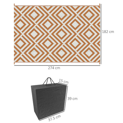 Reversible Outdoor Rug 182x274 cm with Carry Bag Waterproof Polypropylene - Brown White