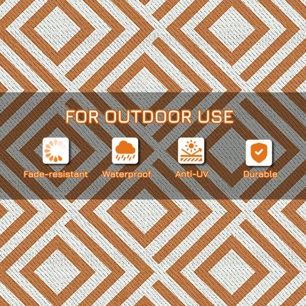Reversible Outdoor Rug 182x274 cm with Carry Bag Waterproof Polypropylene - Brown White