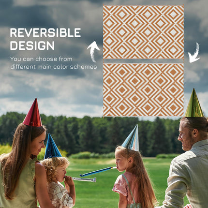 Reversible Outdoor Rug 182x274 cm with Carry Bag Waterproof Polypropylene - Brown White