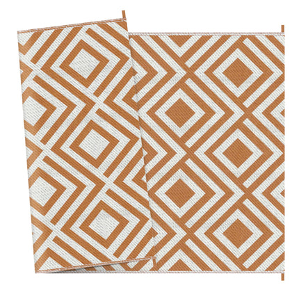 Reversible Outdoor Rug 182x274 cm with Carry Bag Waterproof Polypropylene - Brown White