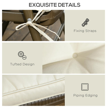 Set of 4 Garden Seat Cushions with Ties 42x42x5 cm - Cream White