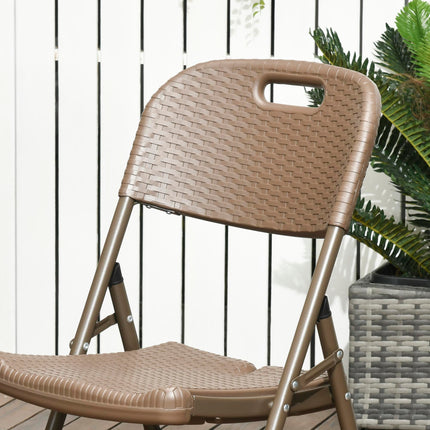 7 Piece Resin Rattan Patio Dining Set with Foldable Chairs - Dark Brown