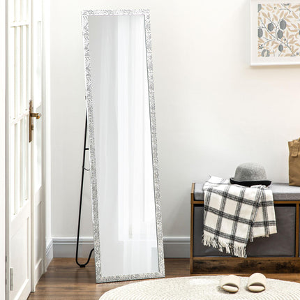 Full Length Free Standing Dressing Mirror with PS Frame for Bedroom & Living Room - Silver
