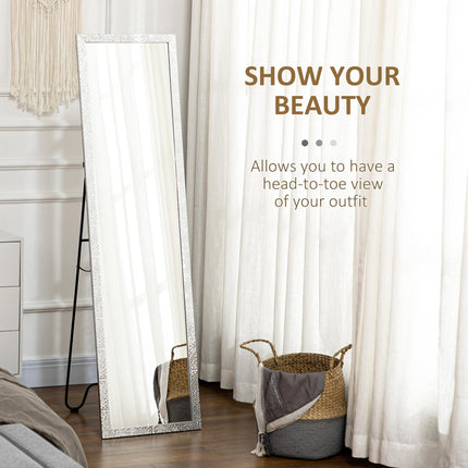 Full Length Free Standing Dressing Mirror with PS Frame for Bedroom & Living Room - Silver