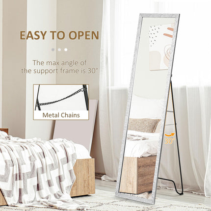 Full Length Free Standing Dressing Mirror with PS Frame for Bedroom & Living Room - Silver