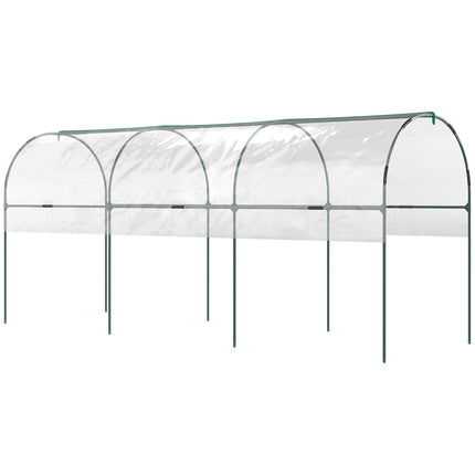 Tunnel Tomato Greenhouse with Steel Frame and Clear Cover - Green