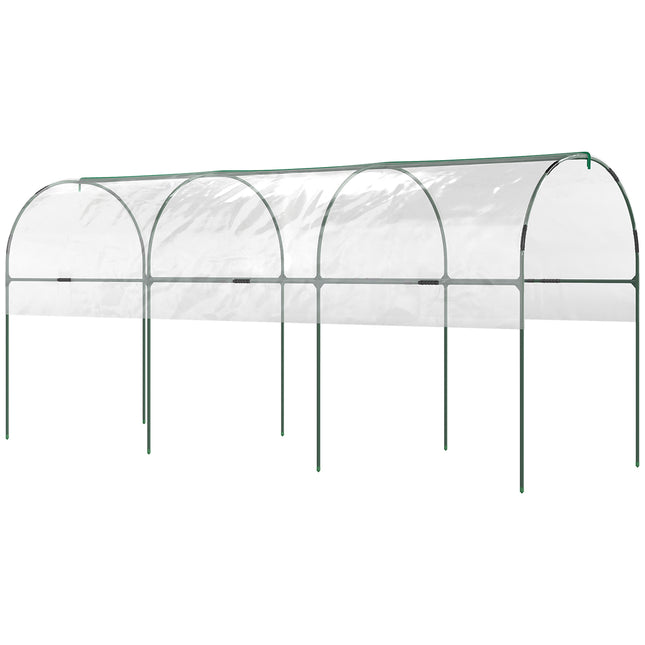 Tunnel Tomato Greenhouse with Steel Frame and Clear Cover - Green