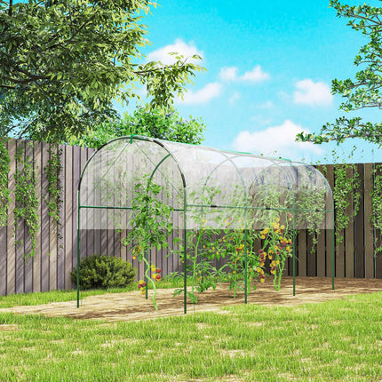 Tunnel Tomato Greenhouse with Steel Frame and Clear Cover - Green