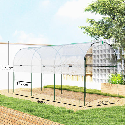 Tunnel Tomato Greenhouse with Steel Frame and Clear Cover - Green