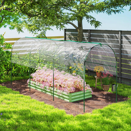 Tunnel Tomato Greenhouse with Steel Frame and Clear Cover - Green