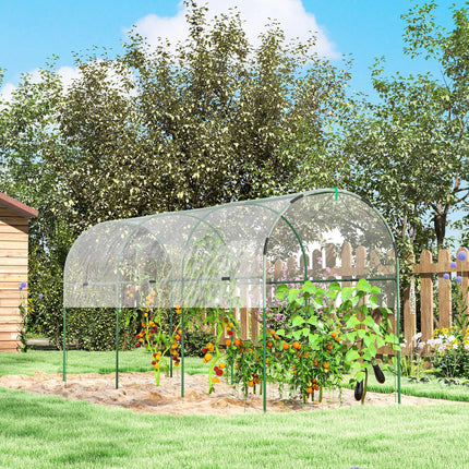 Tunnel Tomato Greenhouse with Steel Frame and Clear Cover - Green