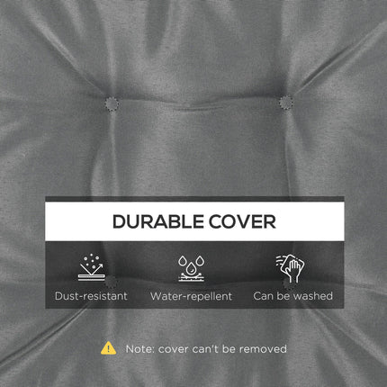 Set of 4 Durable Garden Seat Cushions with Ties 42x42x5 cm - Grey
