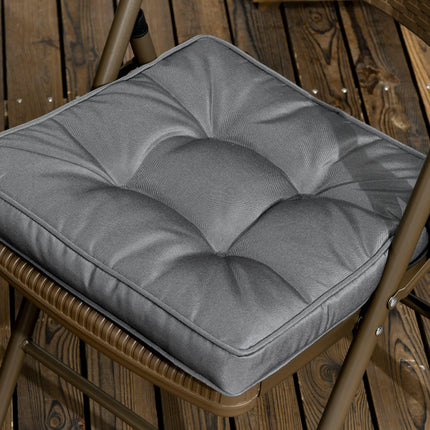 Set of 4 Durable Garden Seat Cushions with Ties 42x42x5 cm - Grey