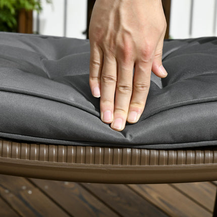 Set of 4 Durable Garden Seat Cushions with Ties 42x42x5 cm - Grey