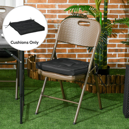 Set of 4 Garden Seat Cushions with Ties 42x42x5cm - Black