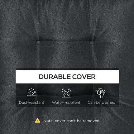 Set of 4 Garden Seat Cushions with Ties 42x42x5cm - Black