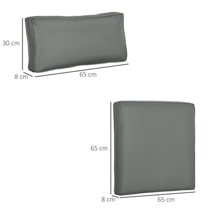 14-Piece Replacement Cushions Set for 7-Seat Rattan Outdoor Furniture - Grey
