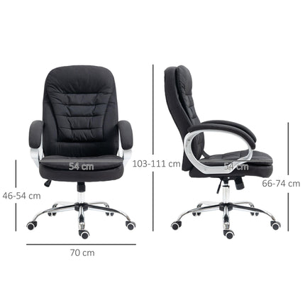 Ergonomic Linen Office Task Chair with Armrests and Swivel Wheels - Black