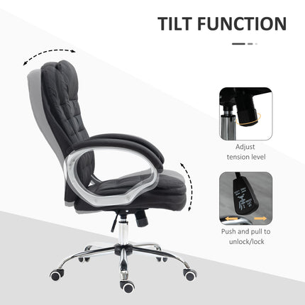 Ergonomic Linen Office Task Chair with Armrests and Swivel Wheels - Black