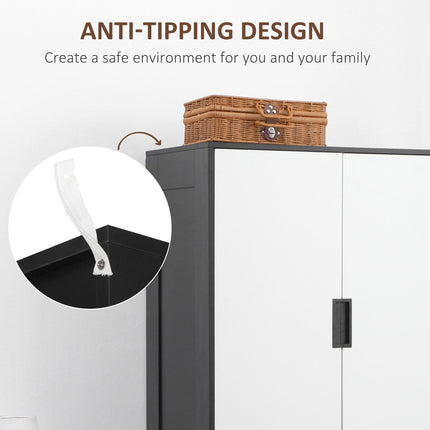 2 Door Wardrobe with 3 Drawers and Hanging Rod for Bedroom - White