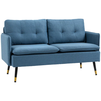2 Seater Fabric Sofa with Button Tufted Cushions - Dark Blue